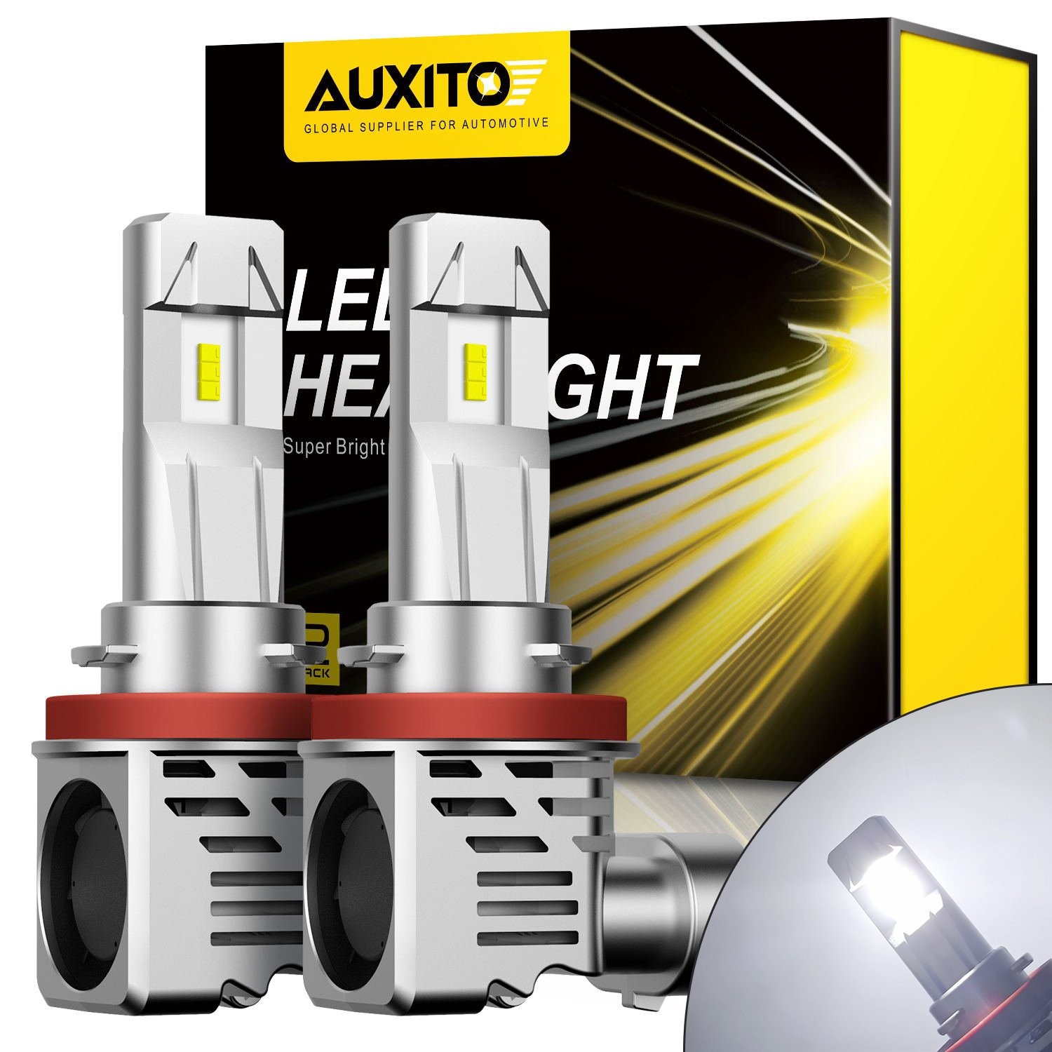 AUXITO H11 H8 H16 LED Headlight Bulb Low Beam 120W 24000LM Super White M3 Series