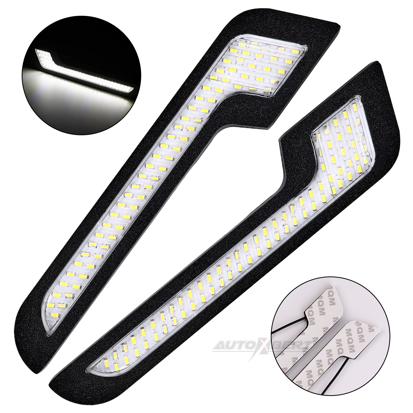 2x Universal 12V 72 LED White Daytime Running Light DRL Driving Fog Bumper Lamp