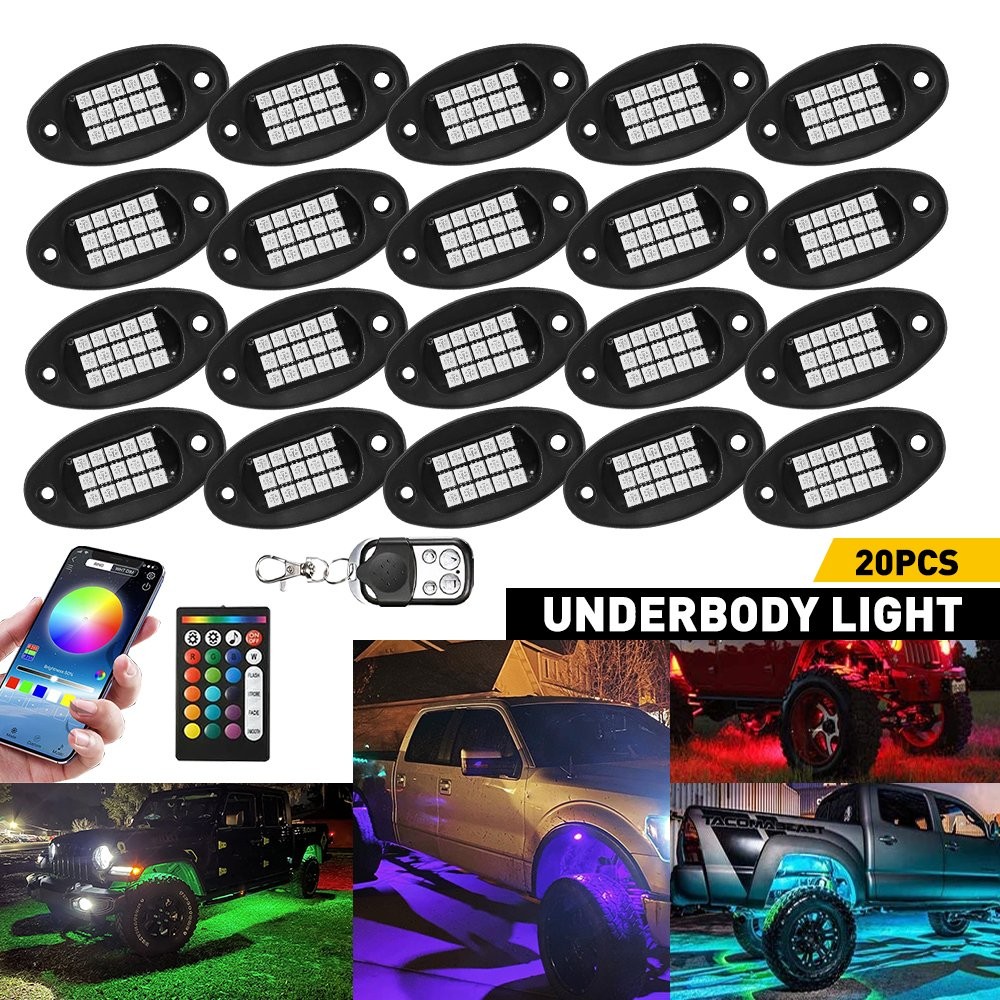 20x LED RGB Rock Light OffRoad License Plate Under Body courtesy Truck Bed Pods