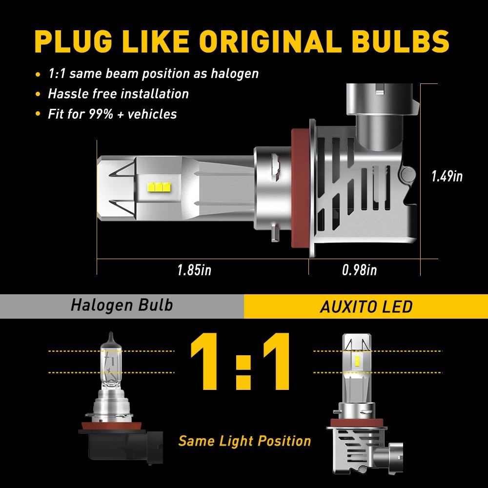 2x H8 LED Headlight Bulb Beam Kit Hi-Lo save energy 30000LM 6500K Super