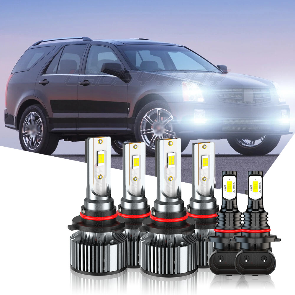 For Cadillac SRX 2004-2009 6Pc LED Headlight High/Low Beam + Fog Light Bulbs A++