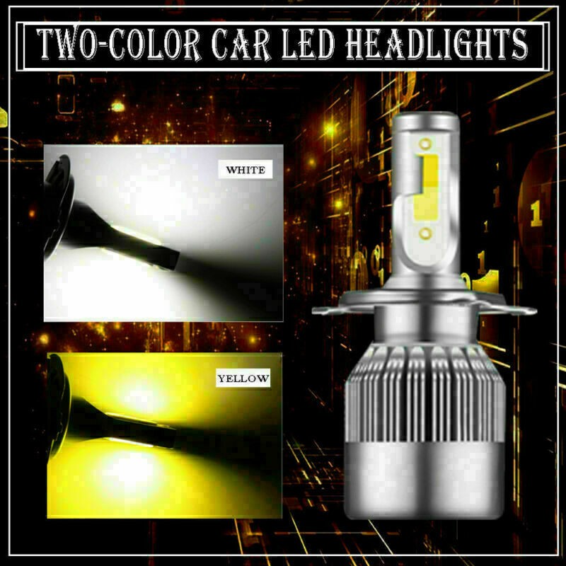 H4 LED Headlight 110W Dual Color Fog Light Bulbs White&Yellow 3000K&6000K Lamps