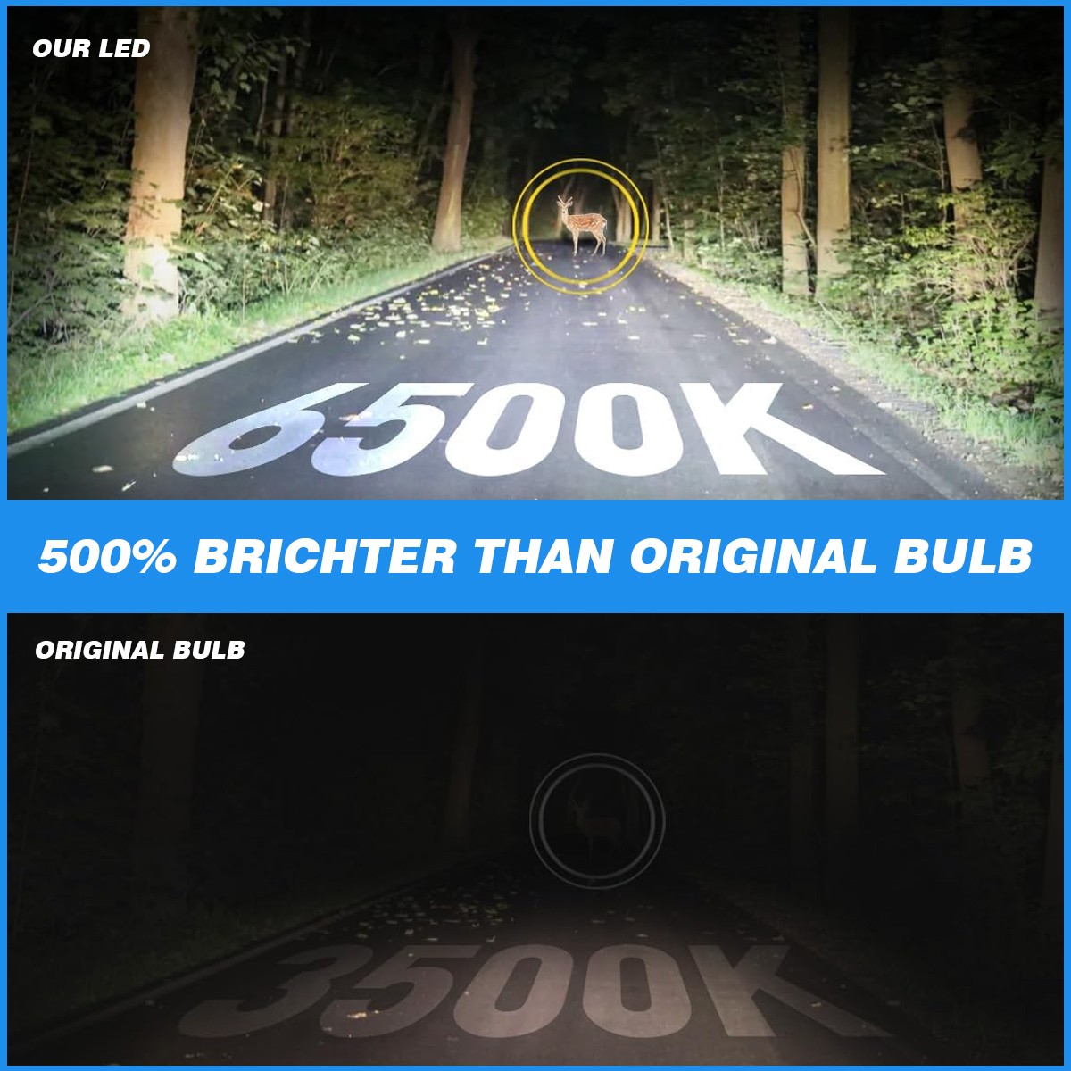 LupuAuto 2PCS H11 LED Fog Light Bulbs Kit 20W 6500K Super Bright White 2400LM