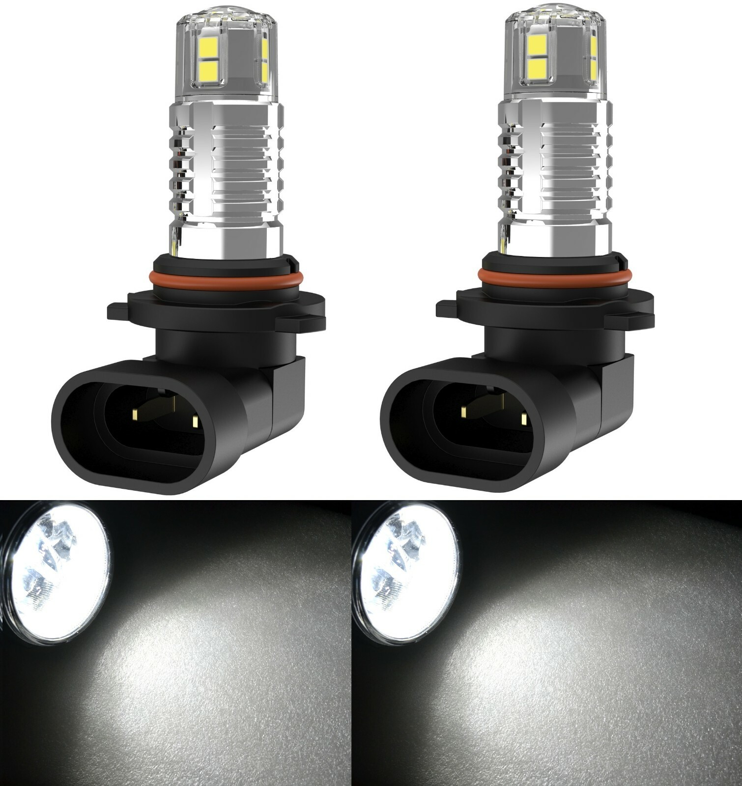 LED 20W H12 9055 White 4300K Two Bulbs Fog Light Replacement Plug Play Upgrade