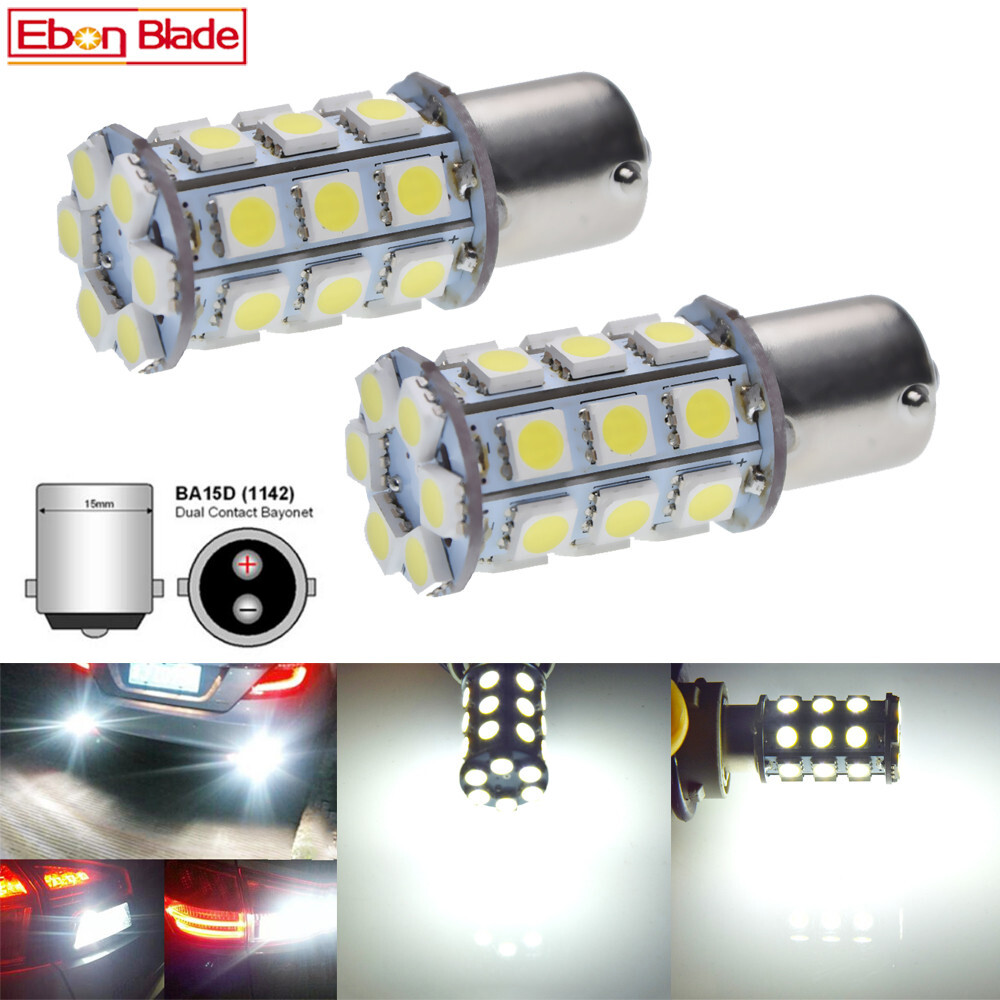 2 x 6V 6 Volt LED BA15D 1142 LIGHT GLOBE WHITE 27 SMD Caravan Car Auto Indicator