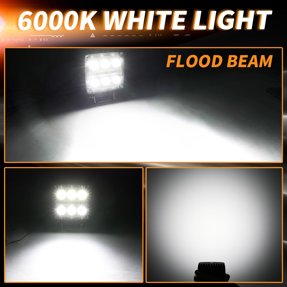 2pcs 4″Inch LED Work Flood Light fit Truck Tractor Forklift Loader Dustproof 12V