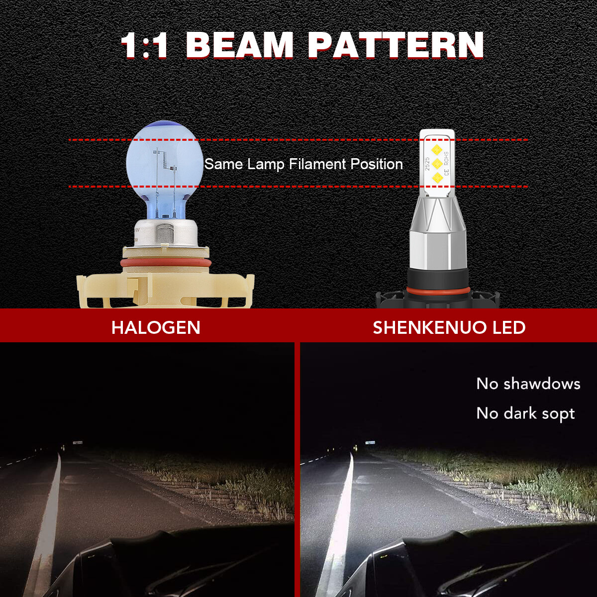 US 9012 LED Headlight High Low Beam H16/5202/2504 Fog Light Bulbs Kit 6500K 4pcs