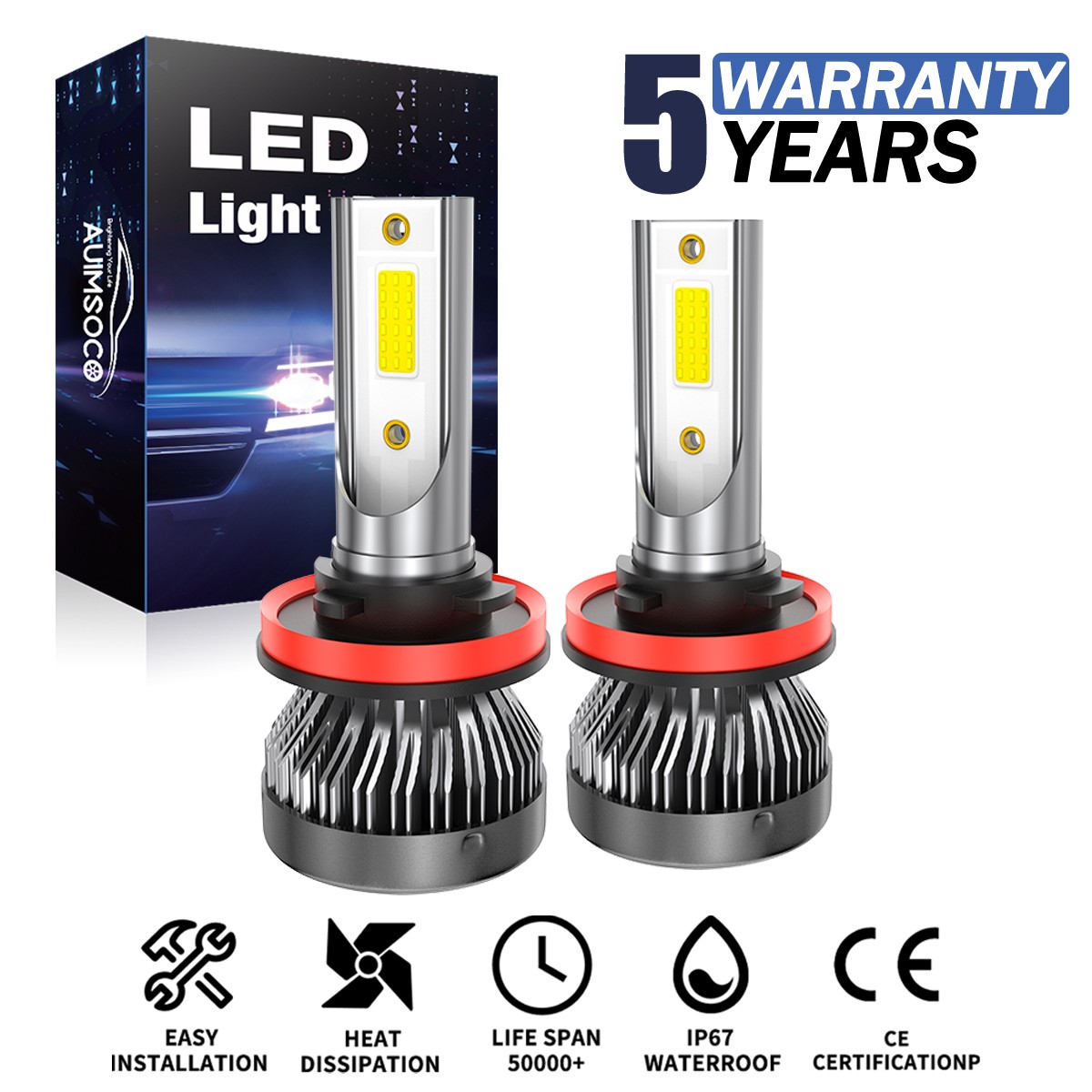 H11 LED Headlight KIT Super Bright Bulbs White 720000LM High/Low Beam Lamp A+