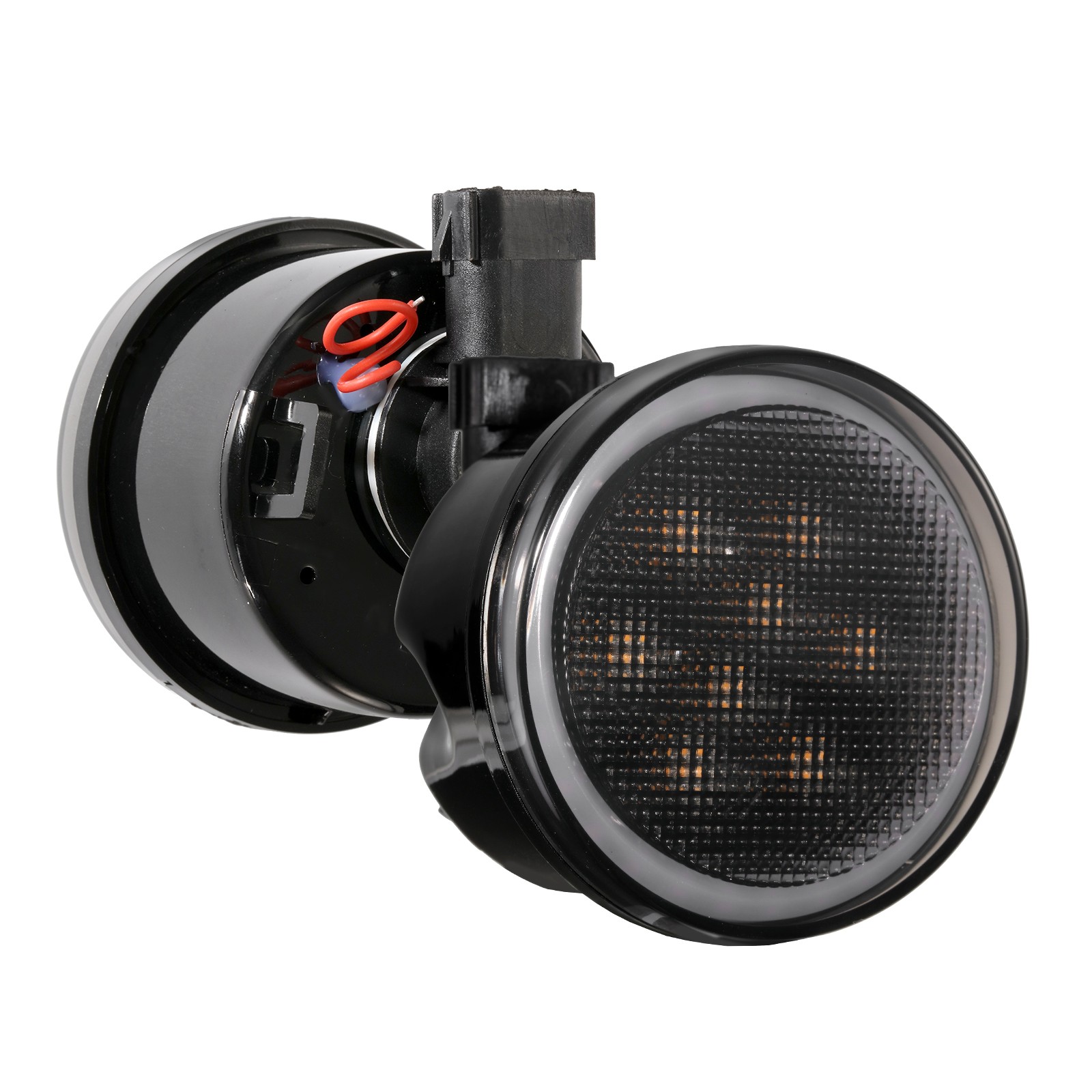 LED Amber Turn Signal Light with Smoke Lens Ring DRL For Jeep Wrangler JK 07-18