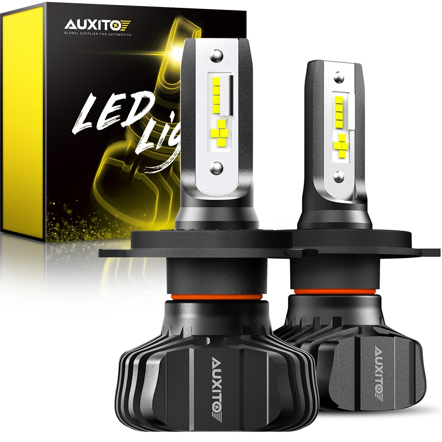 AUXITO LED H4 White Headlight Bulbs Kit High Low Beam Super BRight 30000LM 2/4X