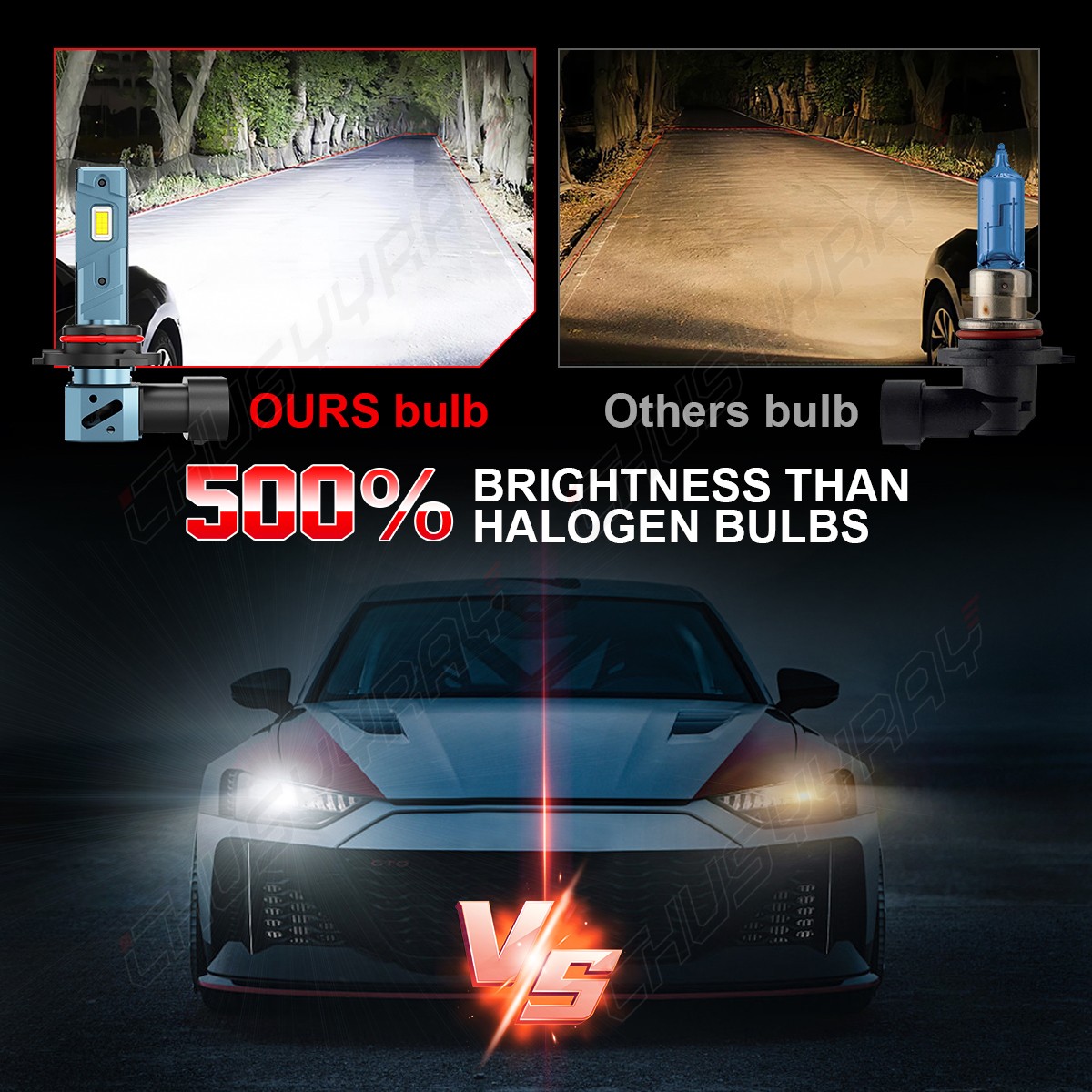 9006 LED Headlight Bulbs Conversion Kit Low Beam 6000K 5000LM White 2Pcs