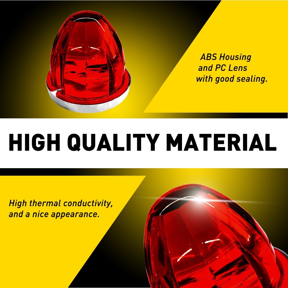 2x Red Flash LED Watermelon Lights For Truck Trailer Round Side Marker Lamps 12V