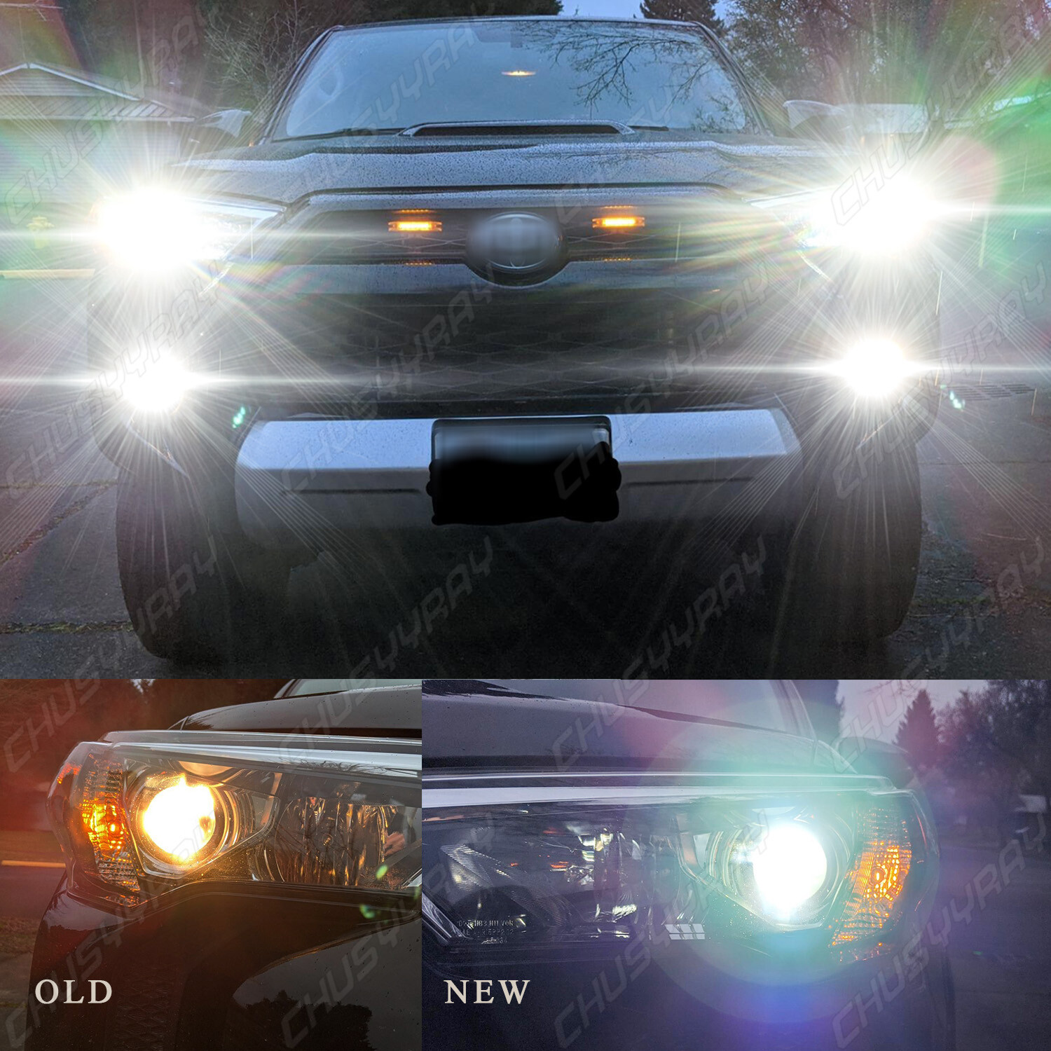 4-Sides LED Headlight Bulbs Conversion Kit 9005 + H11 High Low Beam Bright White