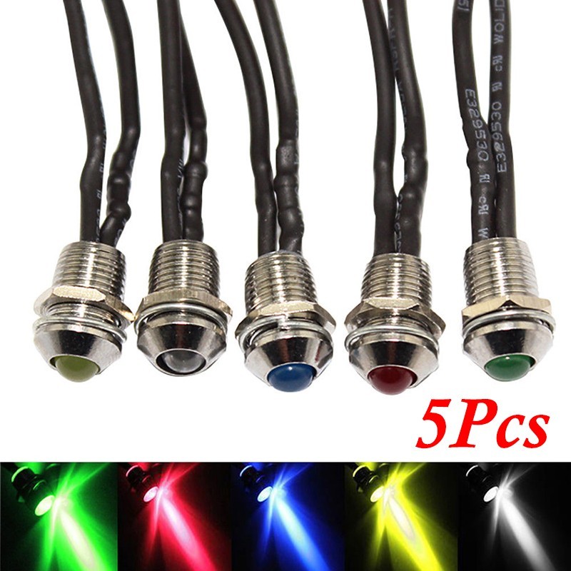 5pcs Auto LED Indicator Lights Dashboard Lamp 12V Driving Beam Luminous Bulb Set