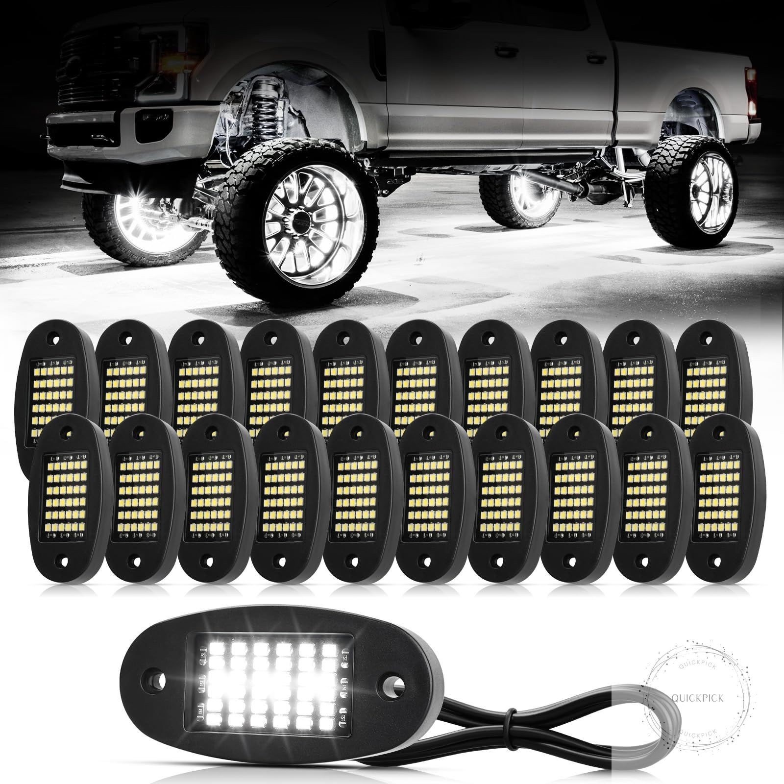20 Pods White Rock Lights 6000K Pure White 36 LEDs SMD Chips Super Bright Neon
