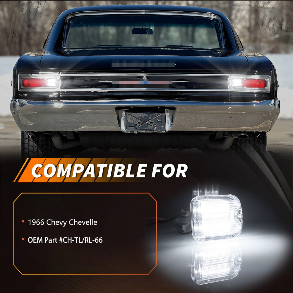2X Clear White LED Backup Reverse Light Lenses For 1966 Chevy Chevelle & Malibu