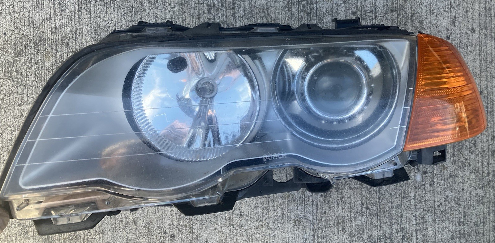 99-01 BMW E46 Sedan LEFT LH Driver Side HEADLIGHT XENON SILVER BEZEL OEM