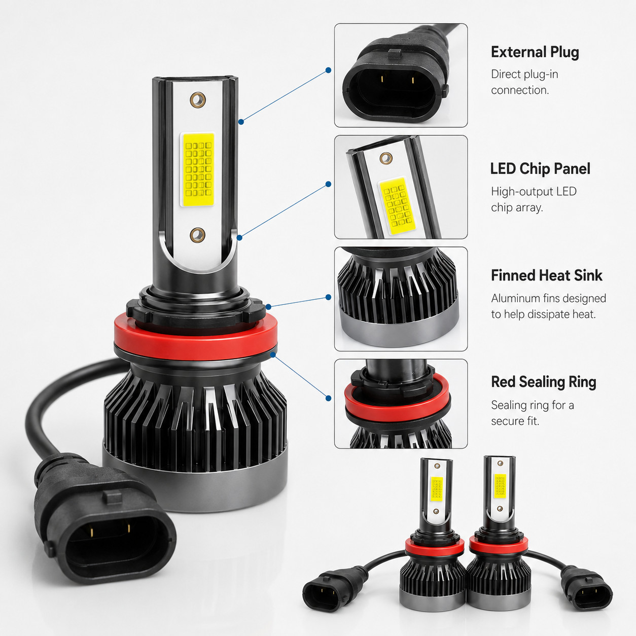 9005 H11 5202 LED Headlight Fog Light Bulbs Combo For Chevy Silverado 07-15 6x