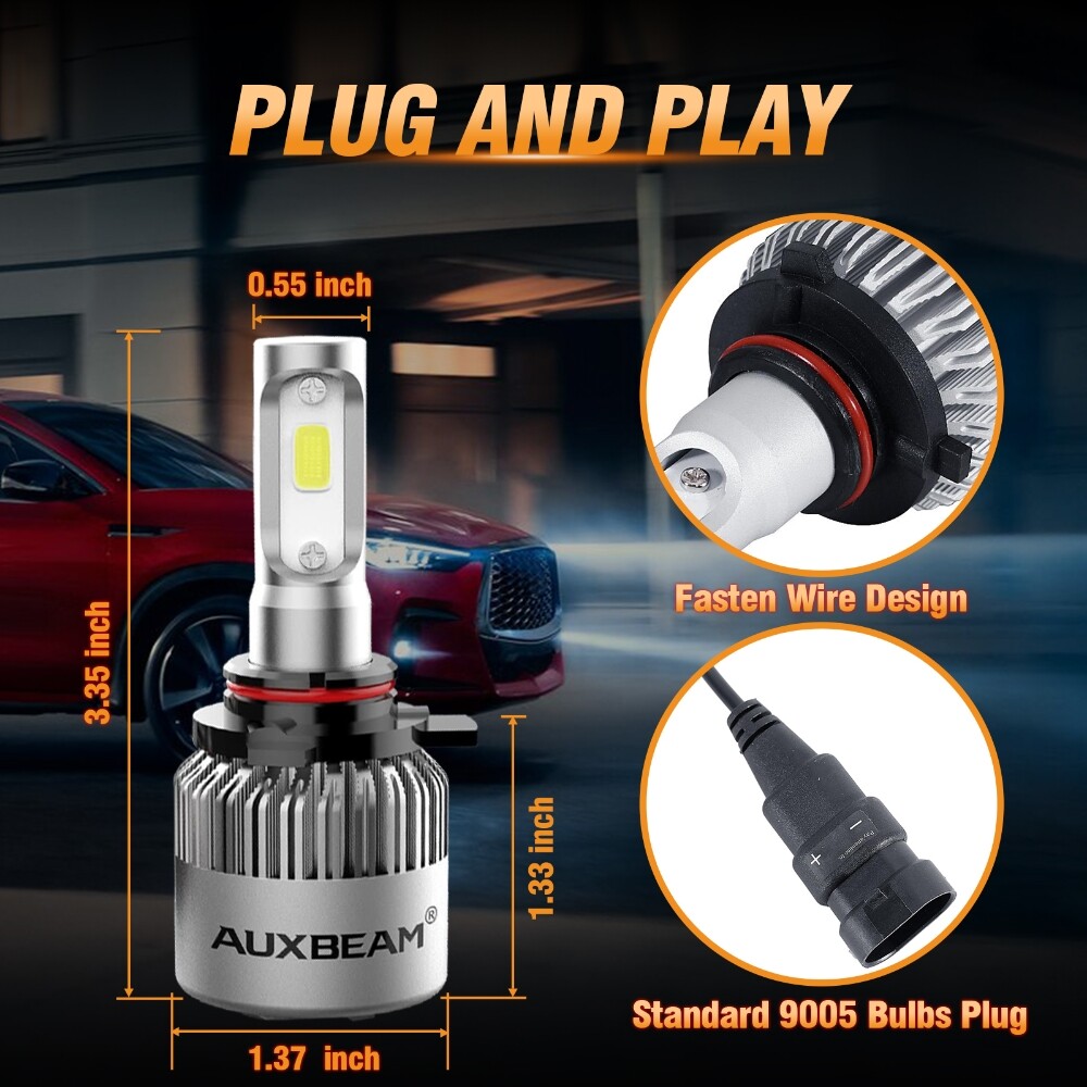 AUXBEAM 9005 HB3 LED Headlight Conversion Kit Bulbs High Beam White 72W 8000LM