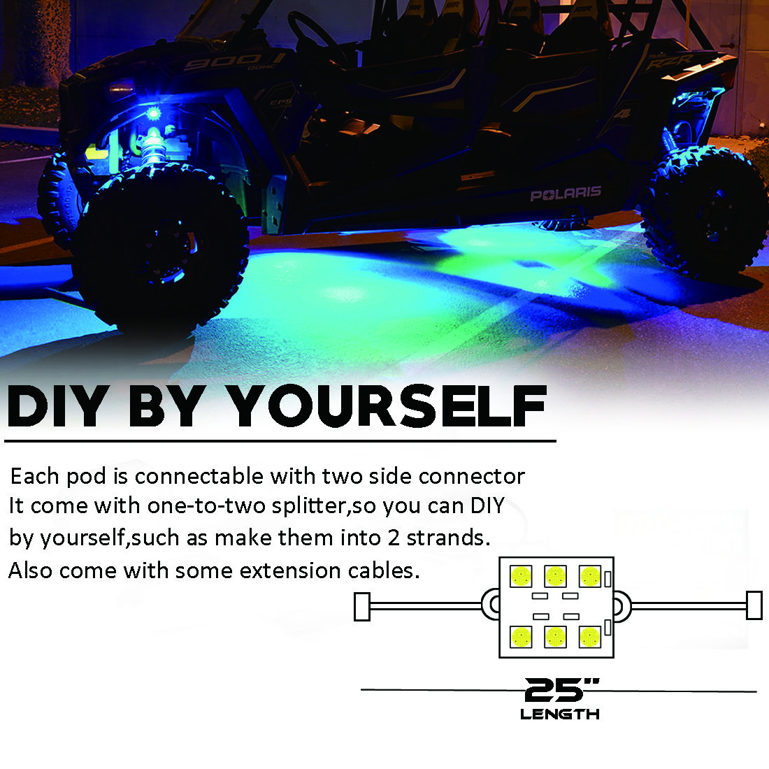 8PCS COLOR CHANGING LED YAMAHA YFZ450 ATV QUAD 4WHEELER NEON UNDERGLOW LIGHT KIT