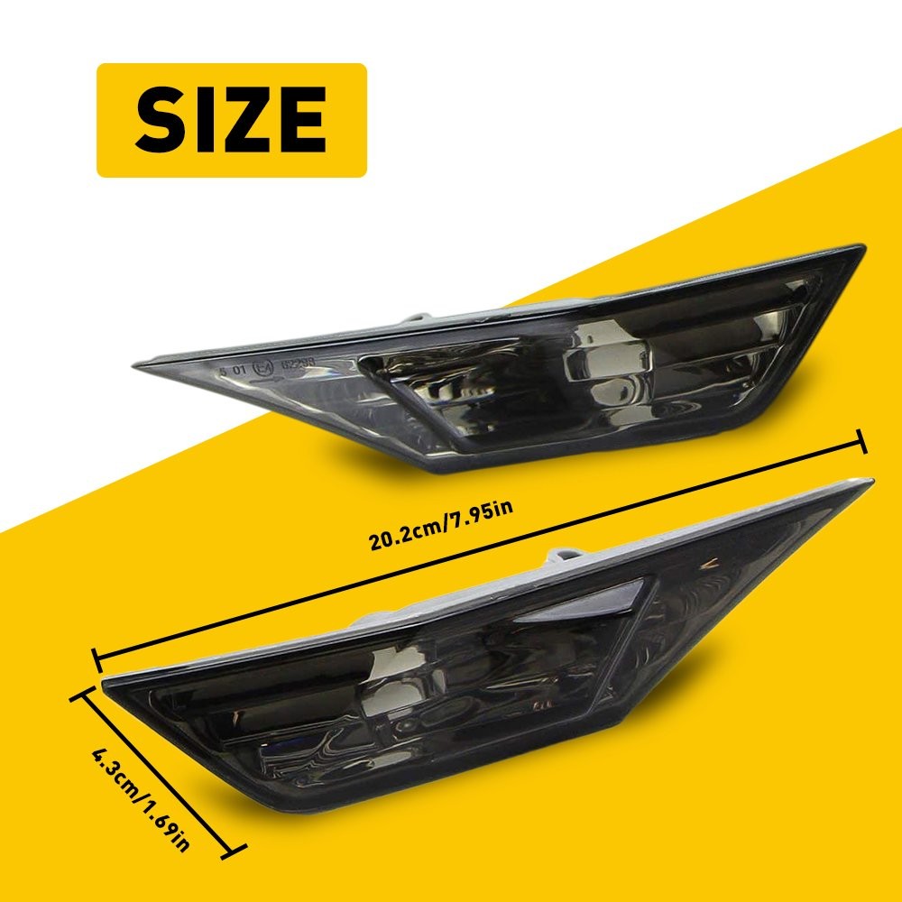 For 2016-2021 Honda Civic LED Side Bumper Marker Light Front Left + Right Smoked