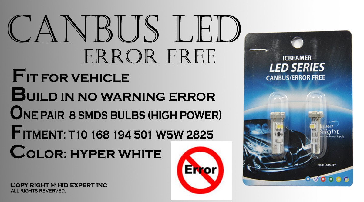 4 pc T10 Canbus No Error 8 LED Chip Super White Fit Front Side Marker Light Q53