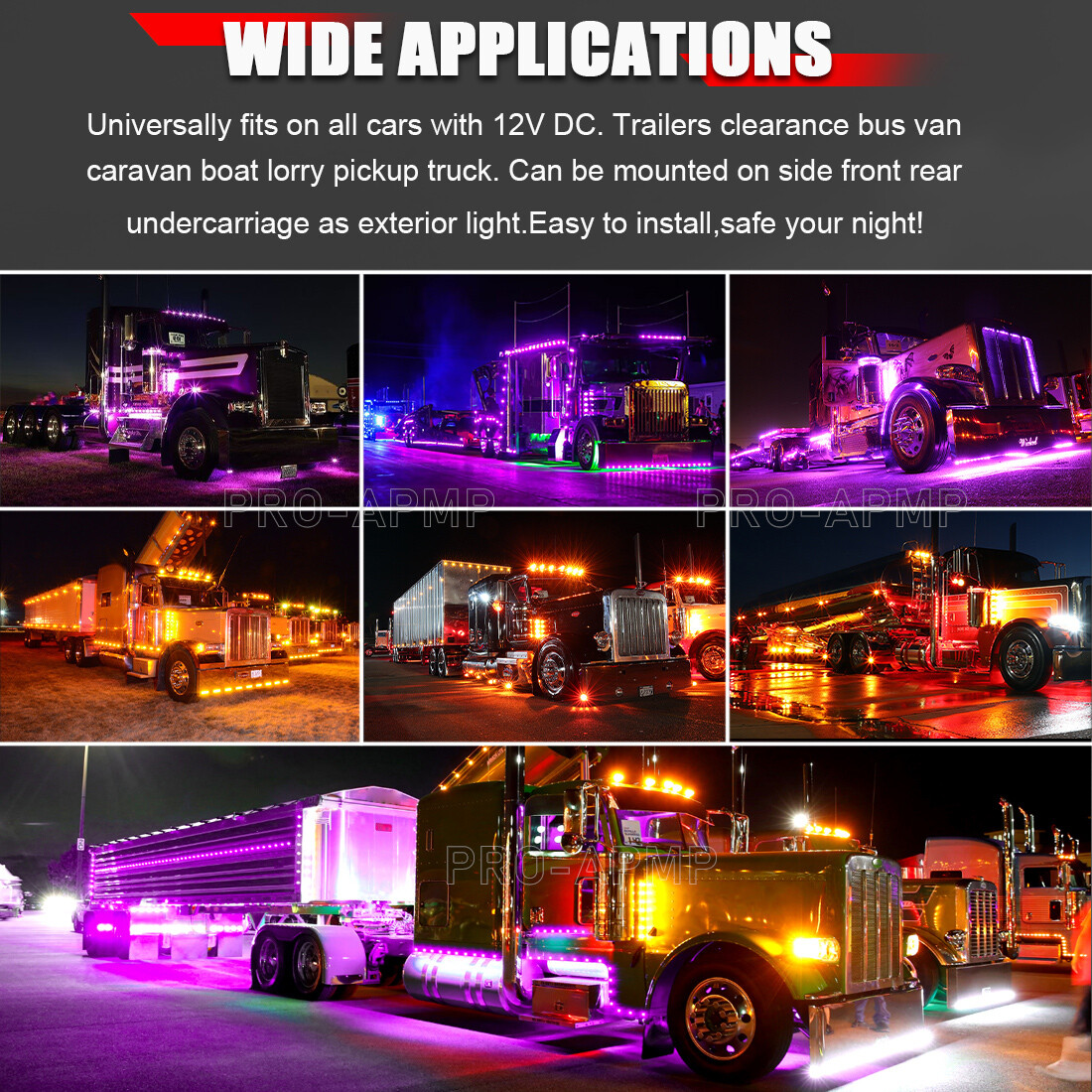 Dual Color 3/4″ 12V Marker Lights LED Truck Trailer Round Side Bullet Light 10pc