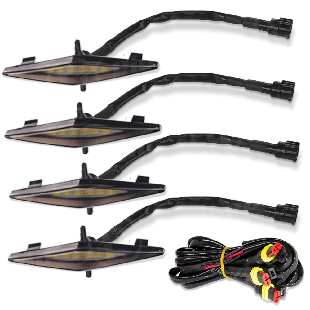 Set 4PCS Smoked Front Grille Led Amber Lights Light For Toyota 4Runner 2014-2019