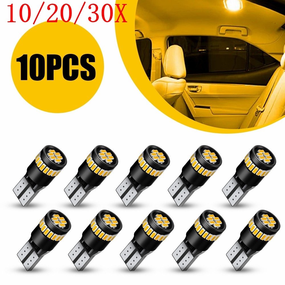 10/20/30X 194 2825 T10 LED Light Bulb Dome Map License Plate Lights Amber Yellow