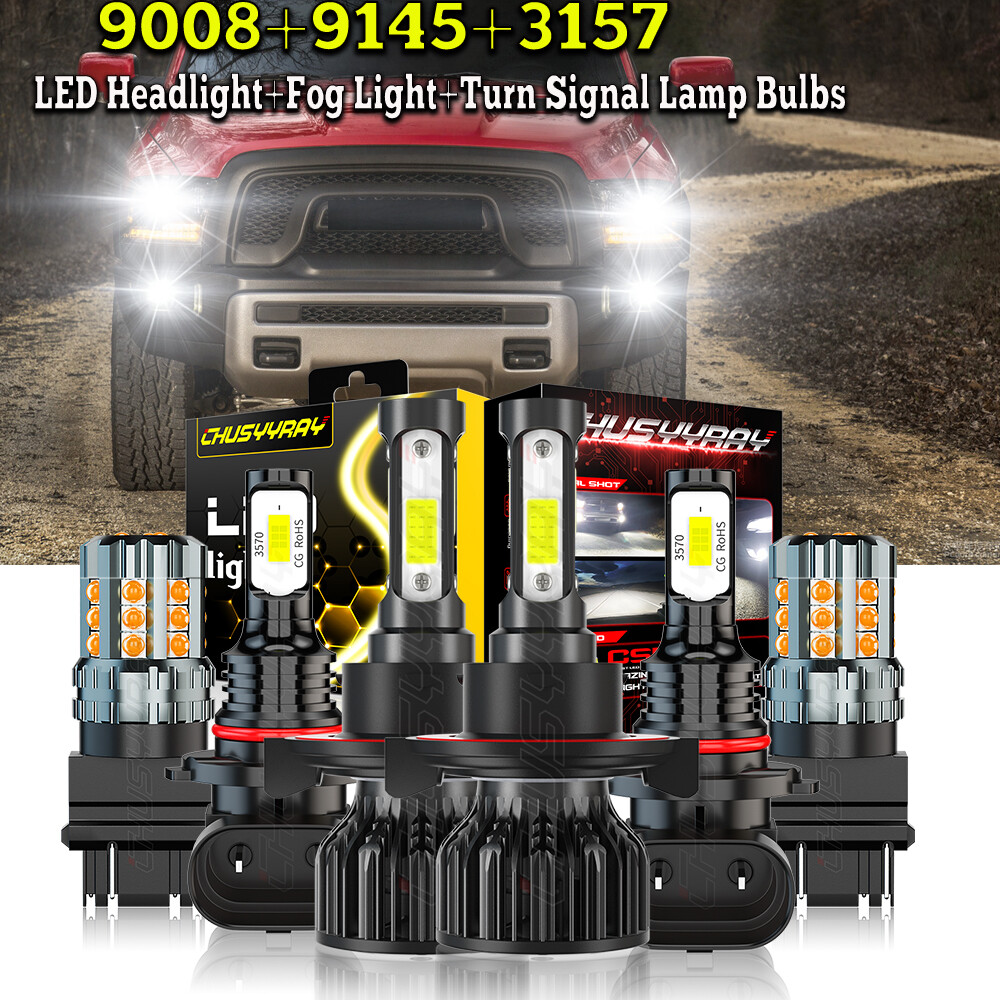 For 2006 2007 08 Dodge Ram 1500 2500 3500 LED Headlight Fog Switchback Lights 6x
