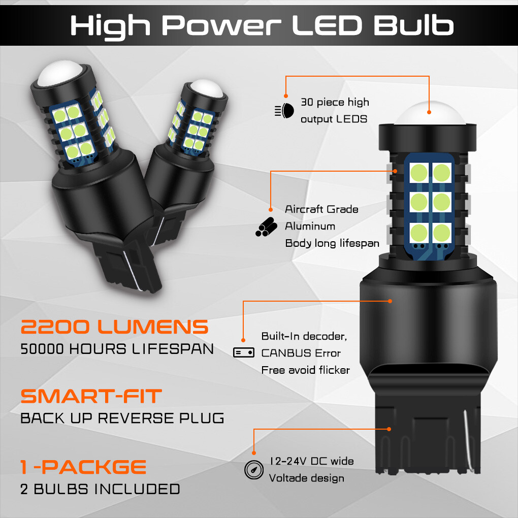 2Pcs 7443 7440 LED 8000K Ice Blue Turn signal Parking DRL High Power Light Bulbs