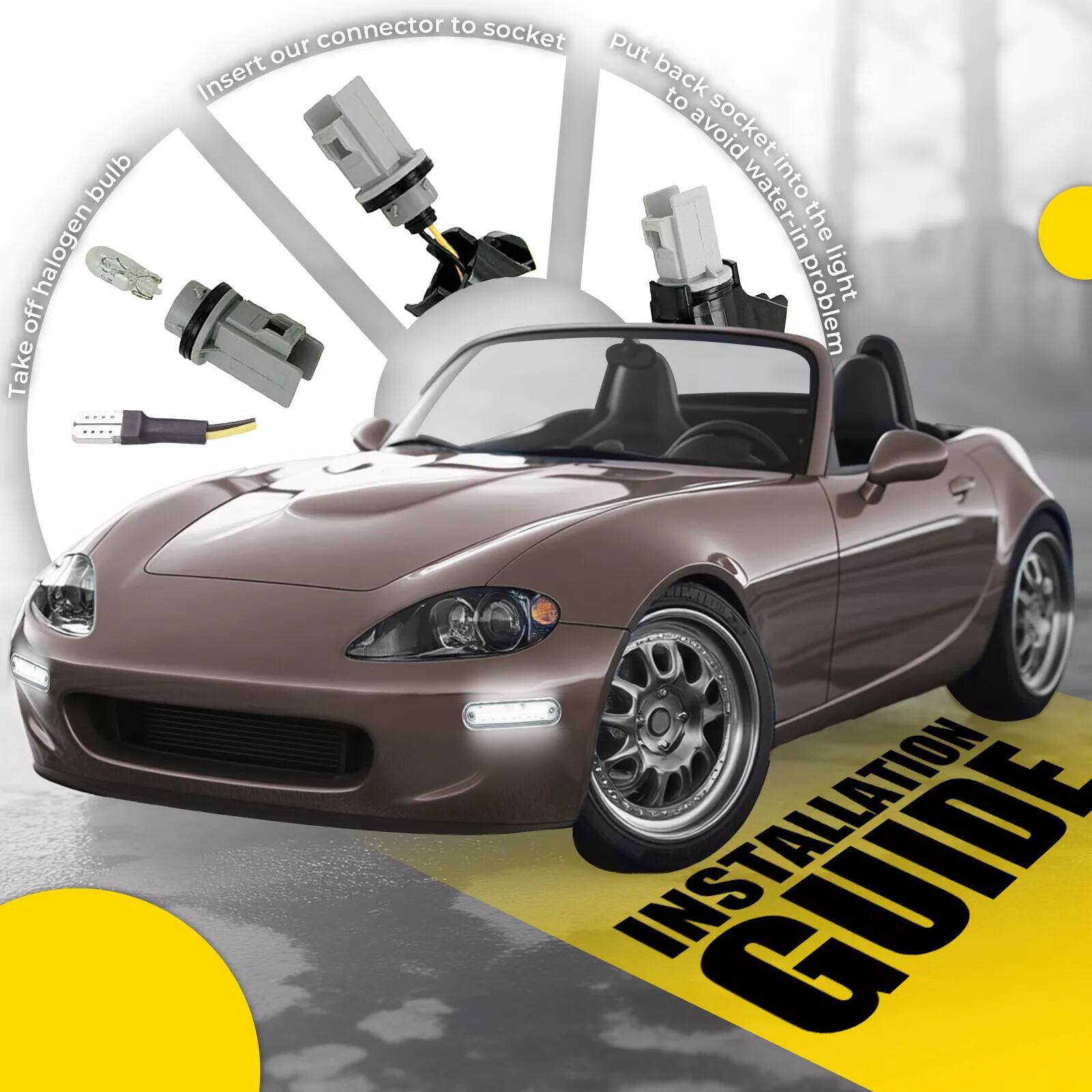 Clear Front + Rear LED Side Marker Light For Mazda Miata MX-5 1990-2005 4PCS NEW
