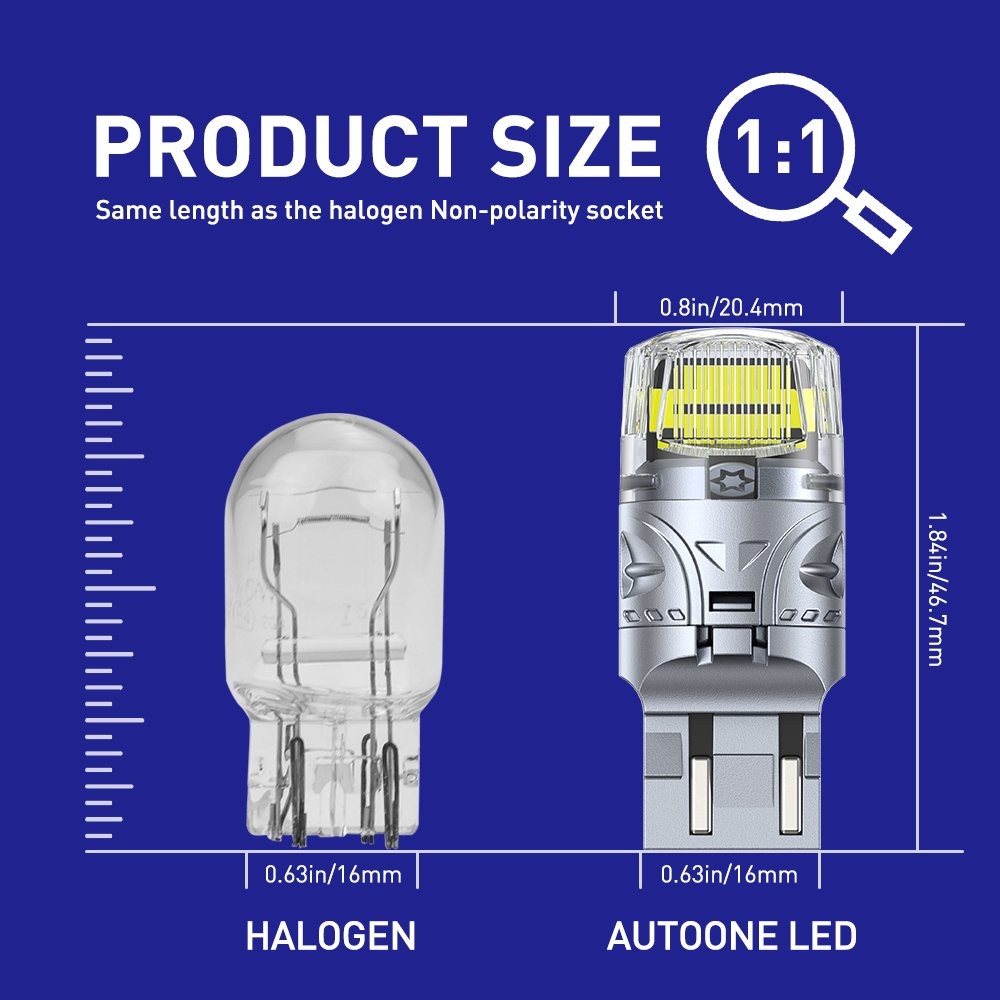 AUTOONE 7443 7440 LED TURN SIGNAL LIGHT BULBS ANTI HYPER SUPER BRIGHT WHITE PAIR