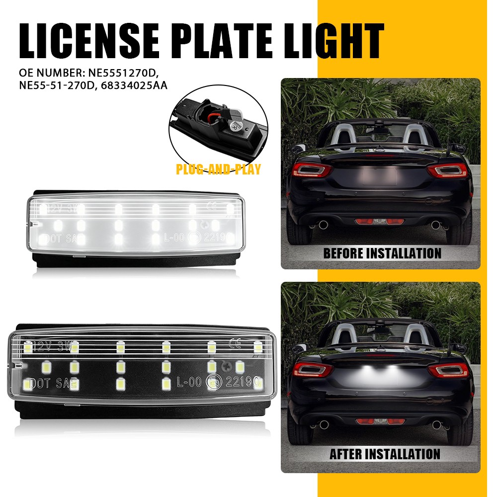 Clear For 2006-2013 2014 2015 Mazda MX-5 Miata White LED License Plate Light EAQ