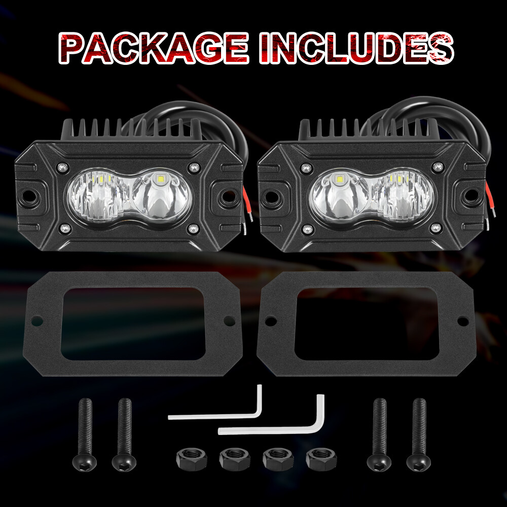 4″ White Surface Flush Mount LED Lighting Kit for Front Driving/Fog Lights Combo