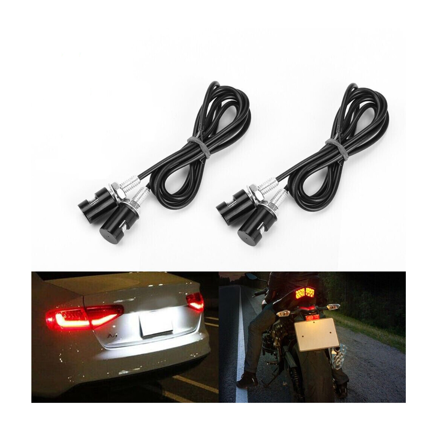 4× Motorcycle Car LED License Plate Light 5630/5730 SMD Screw Bolt Lamp Bulbs