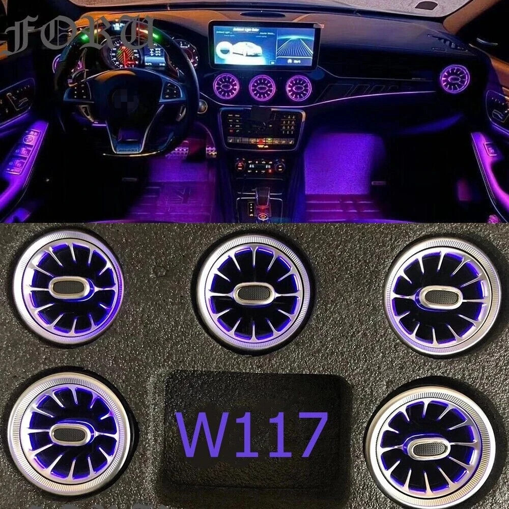 12/64 COLORS APP Control Air Vent LED Ambient Light For Mercedes Benz CLA W117