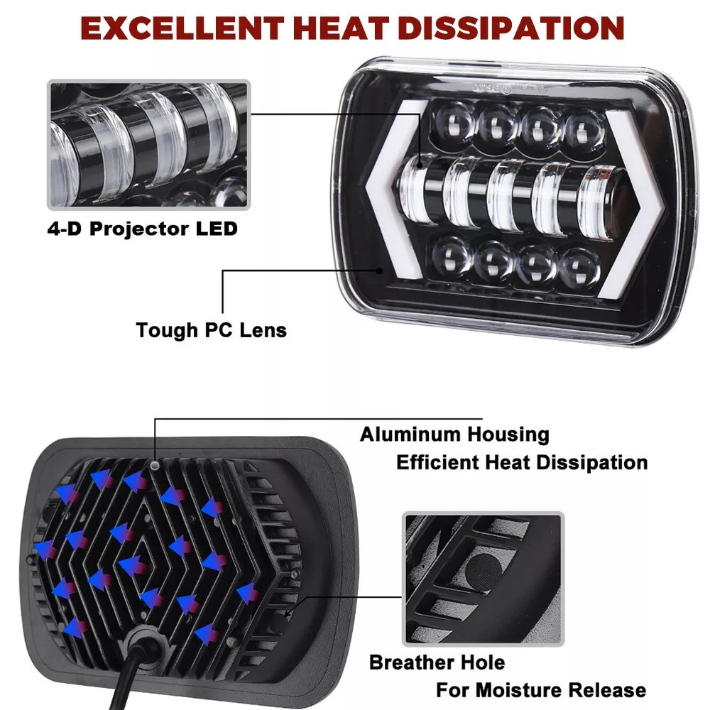 Fit Chevrolet Astro Express Cargo Van 2PCS 5X7″ 7×6 LED Headlights High/Low DRL