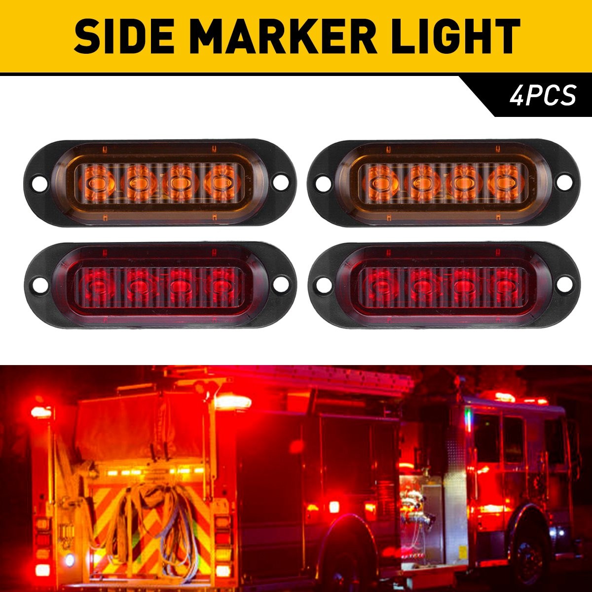 Trailer Truck Red/Amber LED Clearance Side Marker Turn Lights Signal Light USA