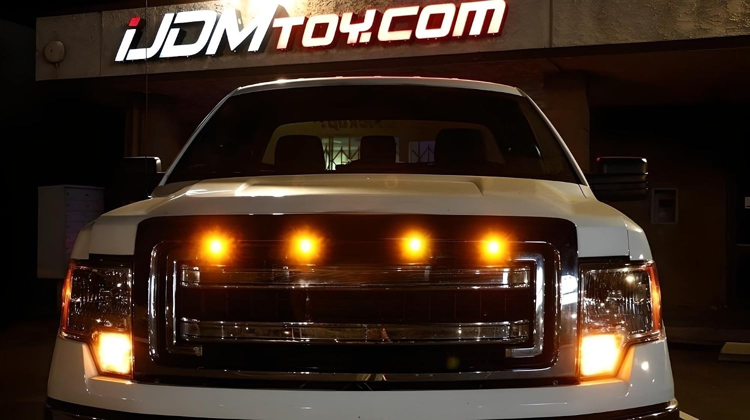 4pc Amber Yellow LED Grille Lighting Kit for Trucks & SUVs – Universal Fit