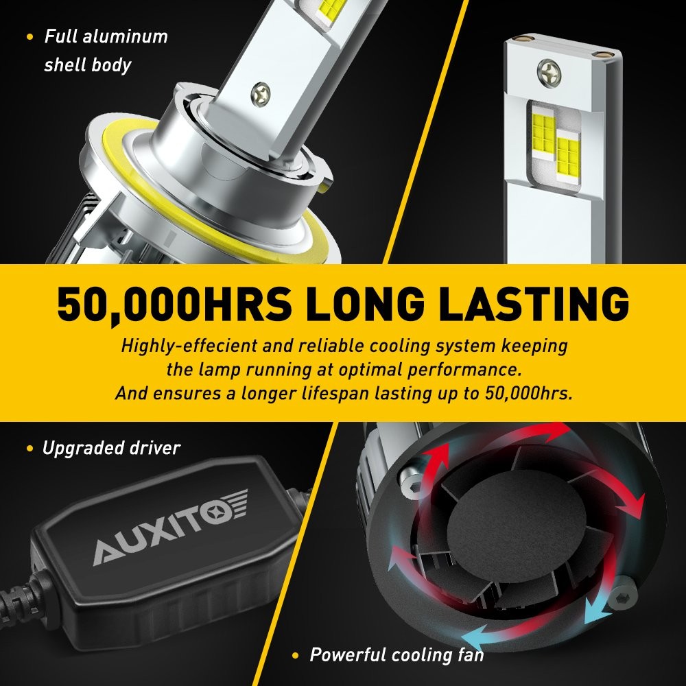 9008 H13 LED Headlight Bulbs 6500K Cool White 24000LM 1:1 Size Y19 Series 1-5SET