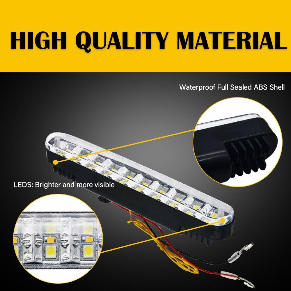 30LED Car Daytime Running Lights White DRL Driving Turn Signal Fog Lamp Amber 2X