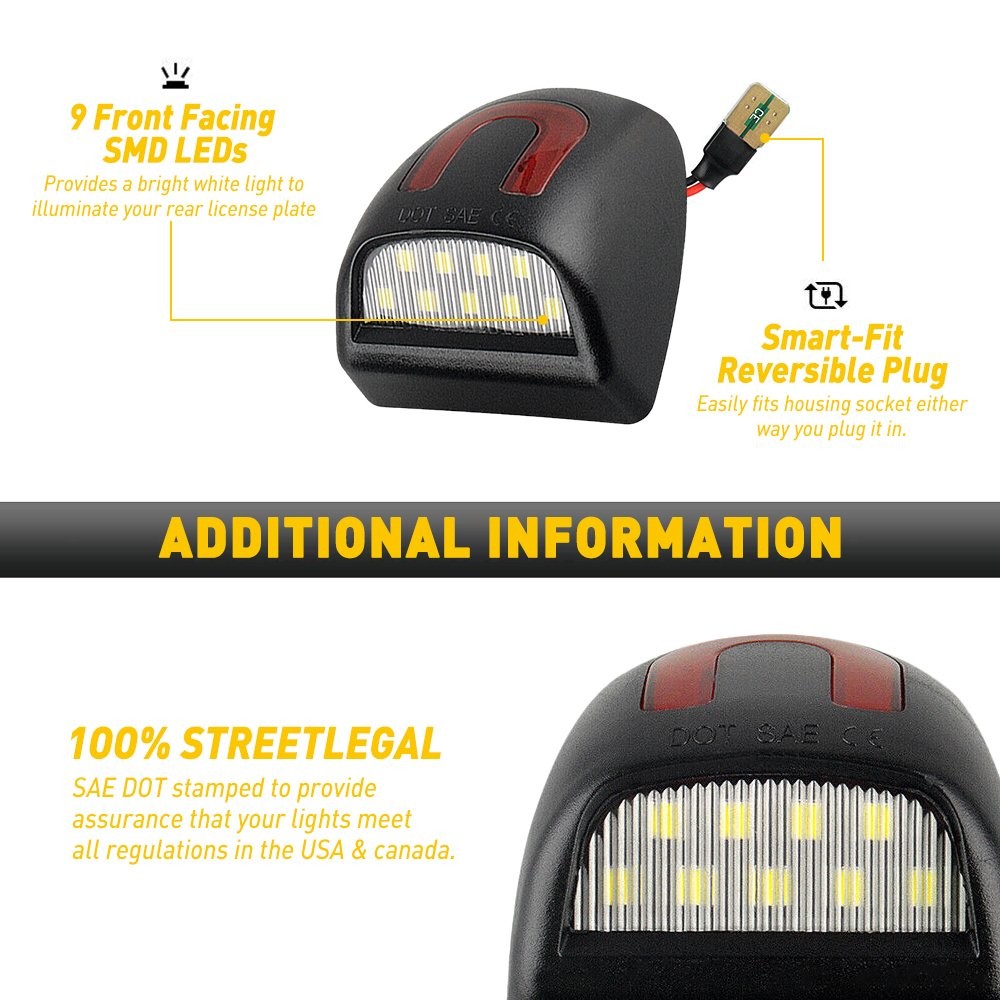 Fit Chevrolet Suburban Avalanche Tahoe 6000K LED White License Lights Plate 2Pcs
