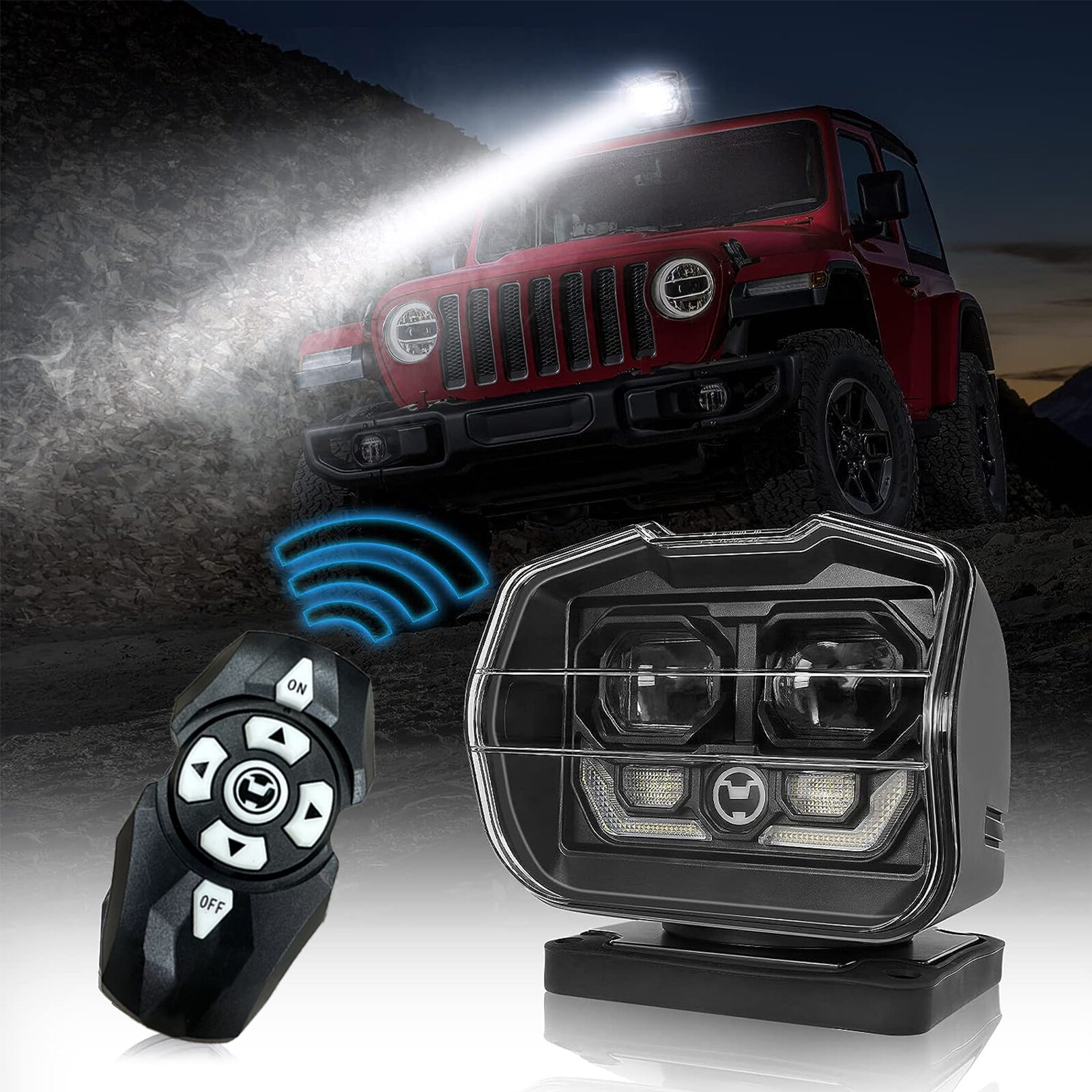 LED Remote Control Searchlight Marine Boat Car Truck SUV 360° Wireless Spotlight