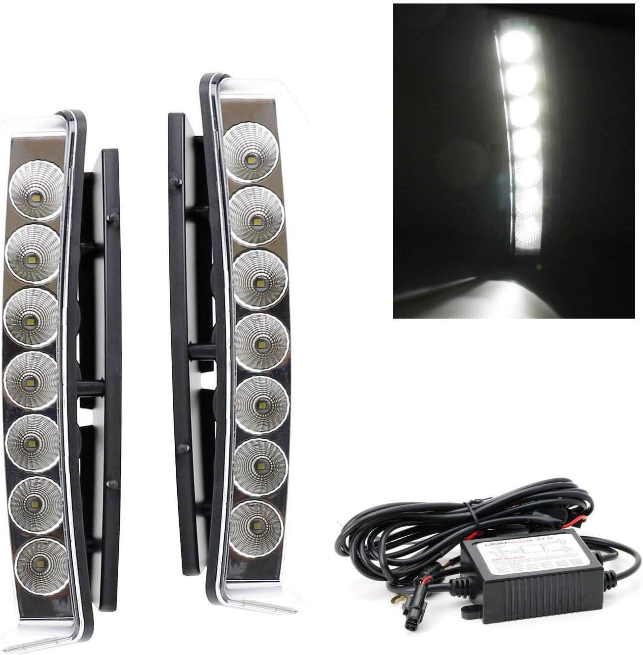For 2003 2004 2005 Nissan 350Z LED DRL Gray Lens Fog Lights Lamps w/wiring