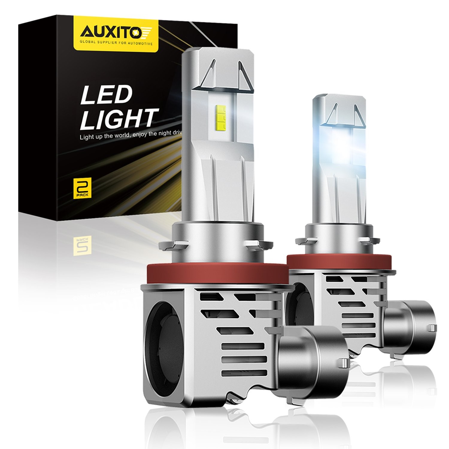 AUXITO LED Headlights Kit H11 H8 H9 20000LM 6500K High Low Beam ZES White Bulbs