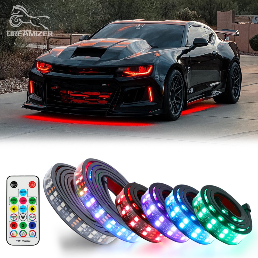 For Chevy Camaro Underglow Double Row RGB LED Car Neon Strip Light APP Remote