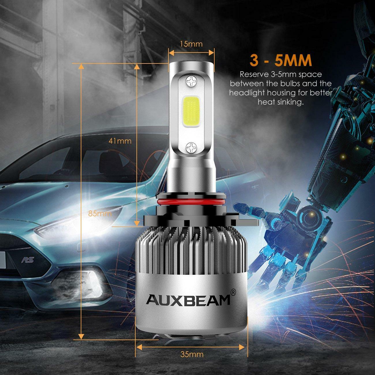AUXBEAM 9005 HB3 LED Headlight Bulb High Beam Conversion Kit 6000K White Bright