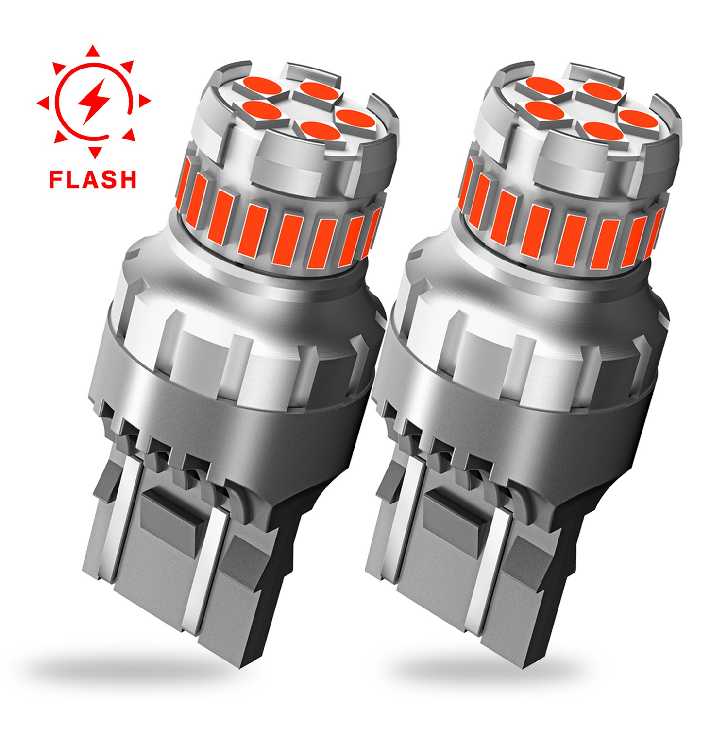2x 7443 7440 LED Strobe Flash Brake Stop Bulb Tail Blinking Light Safety Warning