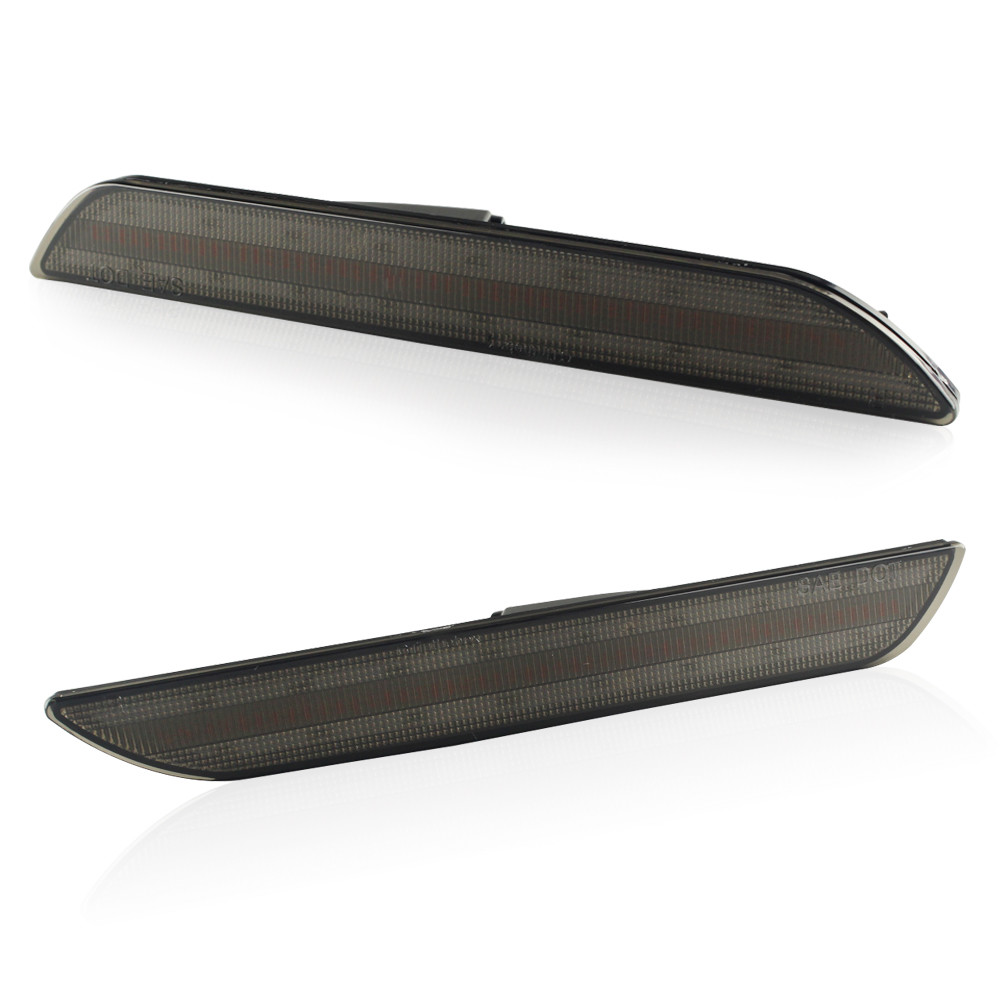 Smoked Black Lens Brilliant Red LED Side Marker Lights For 2015-up Ford Mustang